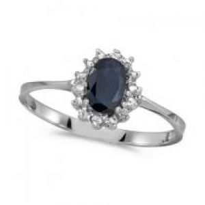 Allurez Blue Sapphire & Diamond Lady Diana Kate Middleton Ring 14k White Gold.jpg